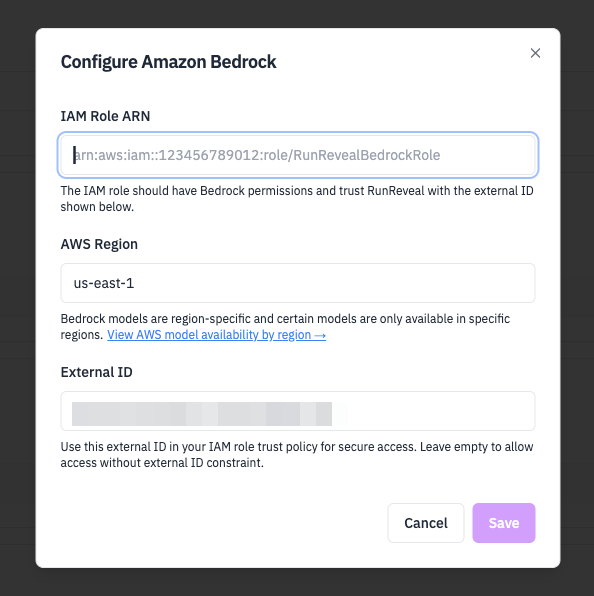 Native AI Chat Bedrock Configuration